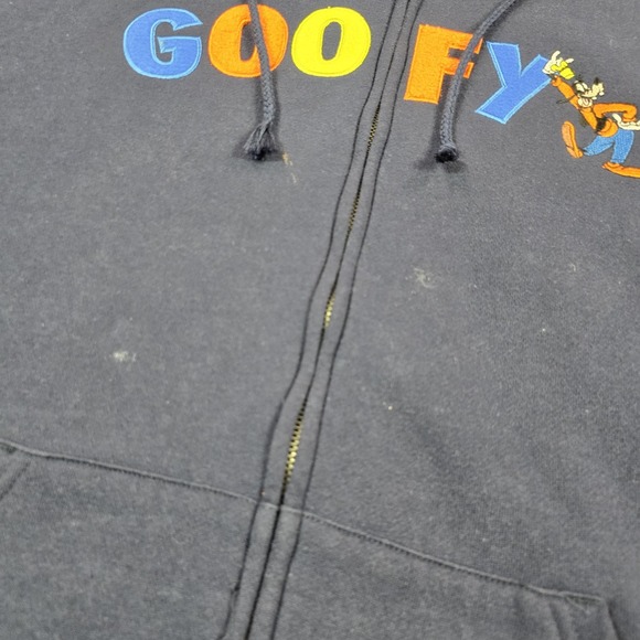 Disney Parks Goofy Hoodie Mens Large Navy Zip Up Walt Disney‎ World Sweatshirt - Picture 5 of 11